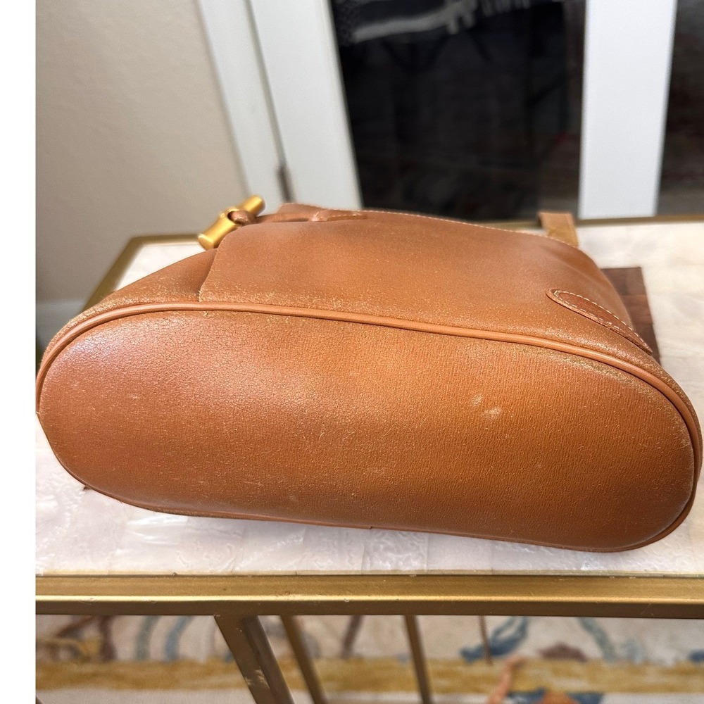 Longchamp RoseauCrossbody Bag Small Cognac Tan Vintage Bamboo Toggle Leather - Picture 5 of 14